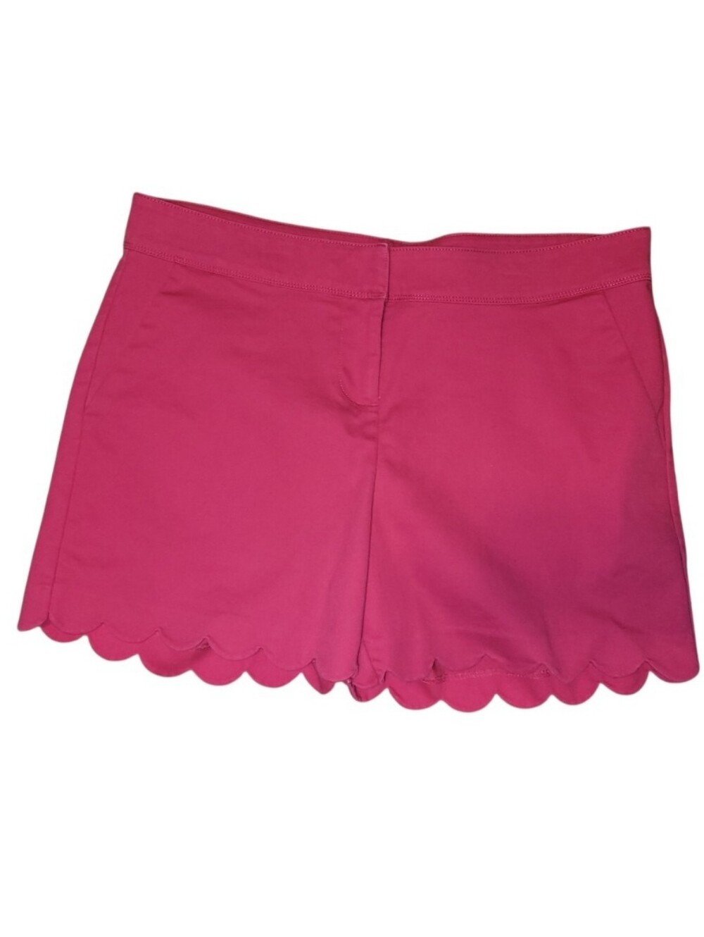 Isaac Mizrahi Bright Pink Scalloped Hem High Waist Shorts - Size 14